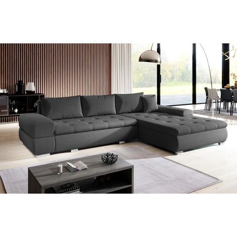 AX LIVING Couch Sofa L Form Sivaso Dunkelgrau 310cm mit Schlaffunktion