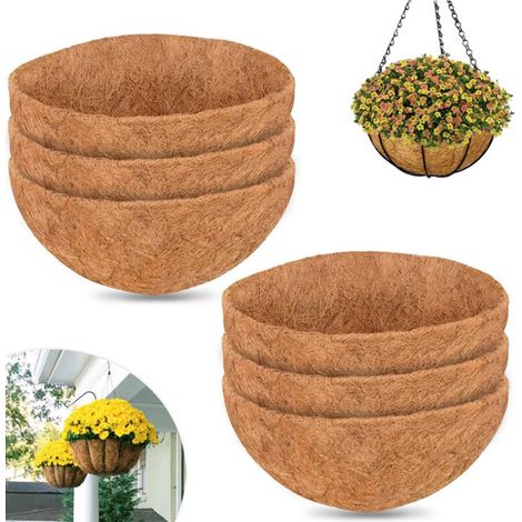 Set mit 6 Einsätzen aus natürlicher Kokosfaser (35,5 cm Durchmesser) für runde Hängeampeln und -körbe. Ersatzeinsätze für Hängeampeln, Blumen und Gemüse (35,5 cm – 6 Stück). (1/4)