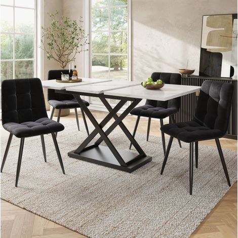 Set tavolo sedie allungabile MDF metallo 120-160 cm OKMYHOME (1/5)