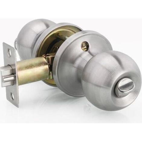 Poignée de porte ronde avec serrure intérieure, clé incluse, noyau en cuivre, modèle verrouillable, poignée de sécurité pour portes intérieures, finition robuste. (1/4)