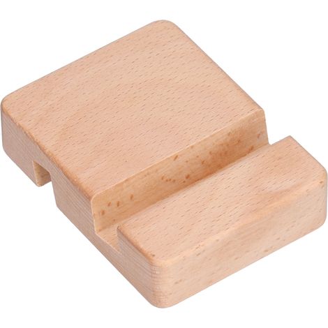 Kompakter, robuster und universeller Handyhalter aus Holz – schlicht, stilvoll und modern – ideal für Zuhause und Büro. Quadratische Doppelhalterung. (1/5)