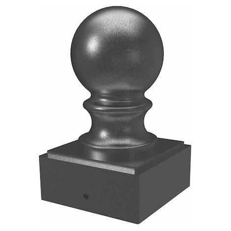 Deco Fer Forge – Couvercle avec pommeau pour poteau carré 50mm – Finition galvanisée noire – Hauteur 100mm – À visser