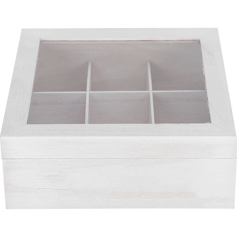Coffre de rangement en bois 9 cases huile essentielle artisanat créativité fournitures d'emballage transparent blanc (1/5)