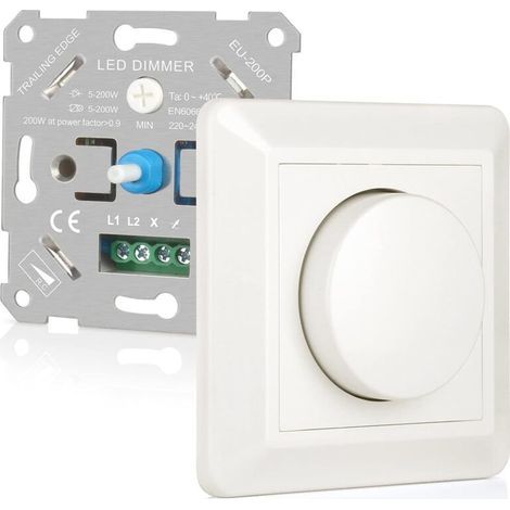 Variateur de Lumiere LED 5-200W, Interrupteur Variateur Dimmable LED 220V-240V, Variateur LED Rotatif pour lampes LED dimmables,incandescentes, halogènes. Silencieux et économe en énergie (1/5)