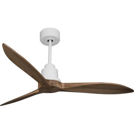 Tenerife - Super destratificateur et ventilateur DC 132 cm Blanc pales bois sombre sans Lumière 25 à 35 m² (1/5)