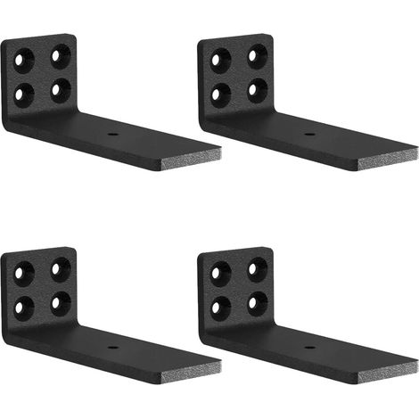 Lot de 4 Equerre Etagere Murale, équerre Industrielle,Equerre Charge Lourde,5 mm D'épaisseur, Support Invisible étagère Murale avec Vis (Noire 12,7 cm) (1/5)