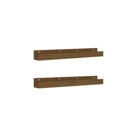 Étagères murales 2 pcs Marron miel 80x12x9 Bois de pin massif (1/5)