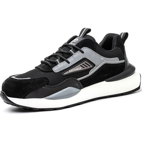 Chaussures de travail pour hommes et femmes, chaussures de protection du travail sur les chantiers de construction, chaussures à bout en acier, respirantes et confortables, légères et douces-43,noir