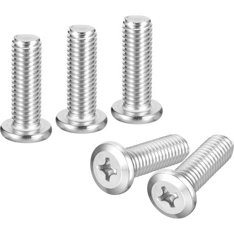 Vis À Tête Ronde Plate À Tête Cruciforme M8X25mm 20 Pièces Vis À Machine Acier Inoxydable 304 Entraînement Phillips Filetage Complet Finition Brillante Boulon de Connexion Meubles (1/5)