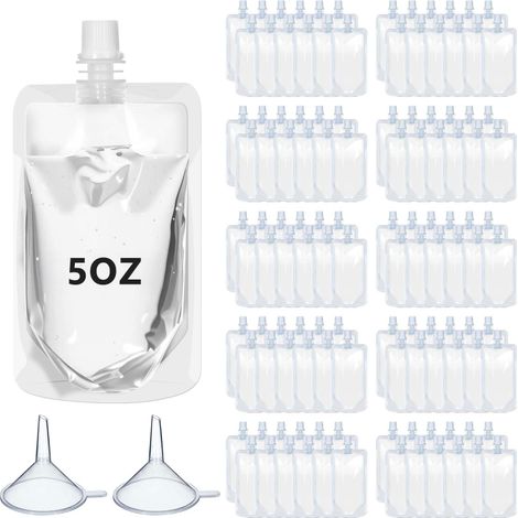 100 sachets jetables en plastique pour boissons, contenant 150 ml de sauces et de jus, transparents et étanches, pour les voyages. (1/5)