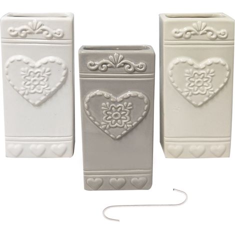 SET 3 MAURY'S HEART EVAPORATORE IN CERAMICA 7 X 3.5X H17.5 IN COLORE ASSORTITO (1/2)
