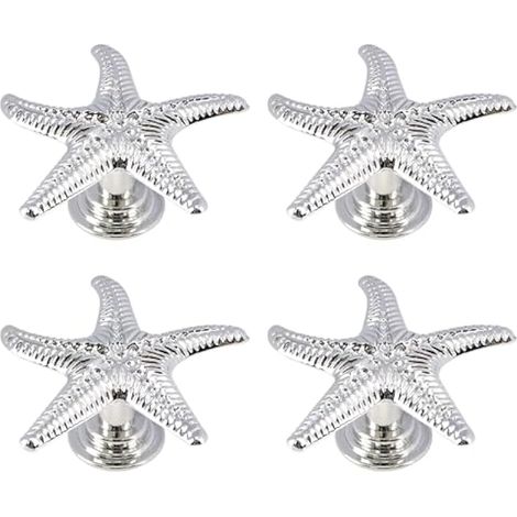 Lot de 4 boutons de tiroir en alliage de zinc pour armoire, commode, placard, meuble de maison (argenté) (1/5)