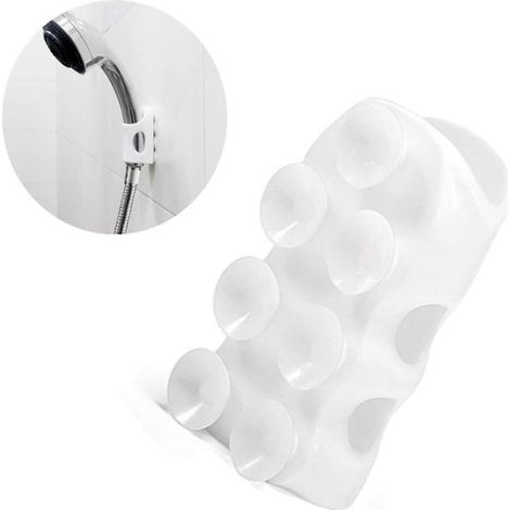 Supporto regolabile in silicone per soffione doccia, da fissare a parete con ventosa. (1/5)