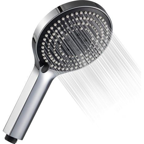 Pommeau de douche à main à 6 modes, pommeau de douche à main haute pression, débit élevé et surpresseur haute puissance, adapté aux basses pressions d'eau, finition chromée. (1/5)