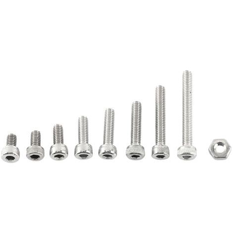 Vis à tête hexagonale creuse M2.5 en acier inoxydable A2 avec écrous hexagonaux (assortiment de fixations) (1/5)