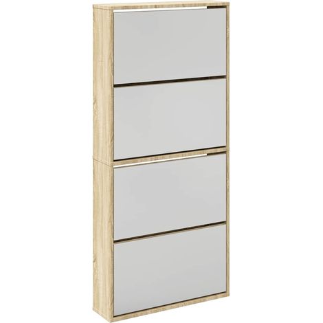 Maison Exclusive - Scarpiera a 4 Strati con Specchio Rovere 63x17x134 cm