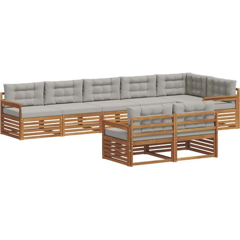 Outdoor Sofa Set with Cushion 8 pcs Natural and Light Grey vidaXL (1/5)
