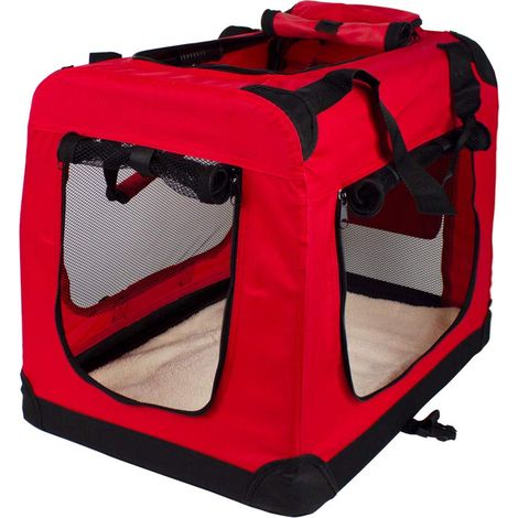 Transporteur d'animaux, Taille S, Supporte 8kg, 50x34x36cm, Pliable, Rouge