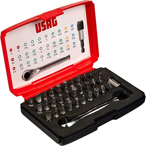 USAG 692 J32 SERIE SET KIT DI INSERTI BIT PH PZ TX CON CRICCHETTO PROFESSIONALI (1/4)