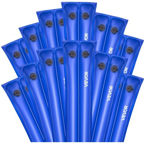 Bolsas de Peso para Piscina, 12 Paquetes, 238 x 30 cm, 0,4 mm de Grosor, Bolsa de Tubos de Peso de PVC con Tapón de Rosca Antifugas para Asegurar la Cubierta de la Piscina en Invierno, Azul (1/5)