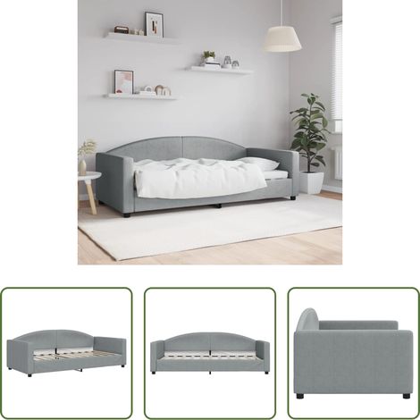 Lit de jour - Lit de repos sans matelas gris clair 90x190 cm tissu (1/5)