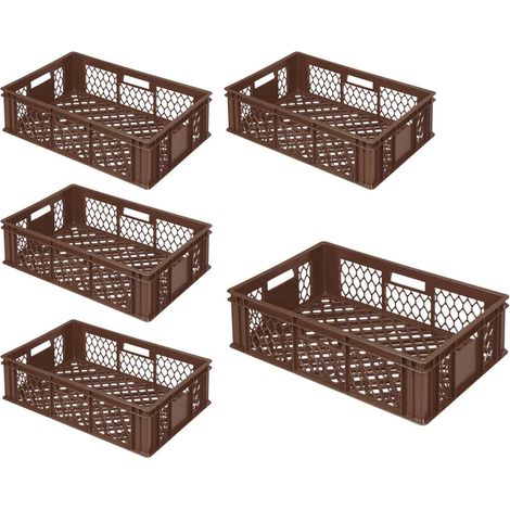 BRB Lot de 5 paniers empilables Marron 600 x 400 x 170 mm