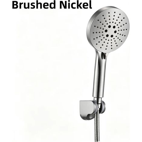 (Ensemble de 3 pièces brossées) Pommeau de douche à main haute pression en ABS doré brossé avec flexible en acier inoxydable de 1,5 m, accessoire de support de douche et économie d'eau (1/5)