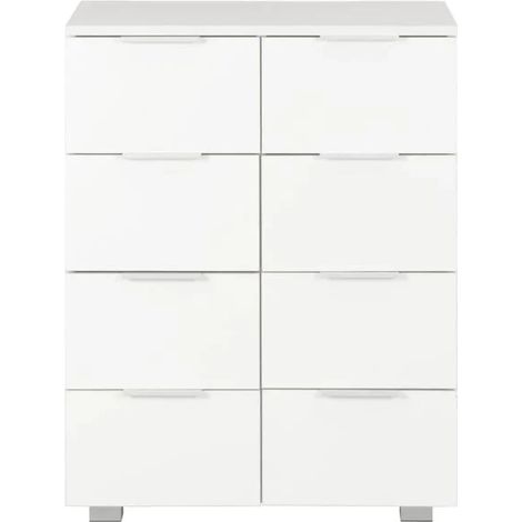 Buffet de Cuisine Blanc Brillant 60x35x80 cm, Meuble Rangement Bois d'Ingénierie avec Façades Laquées, Console Entrée Moderne et Compacte pour Salle à Manger ou Salon (1/5)