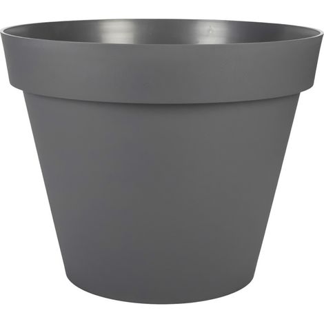 EDA – Pot de fleur rond 76 L – Ø 60 cm – Gris anthracite – Résistant aux intempéries – Zone de rétention d'eau – Pour intérieur/extérieur