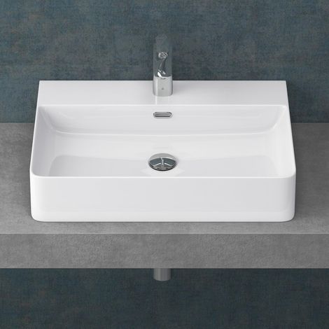 Mai & Mai Lavabo Suspendu Vasque à Poser Blanc 60cm Évier Lave Mains Salle de Bain avec Trop-plein ME201 (1/5)