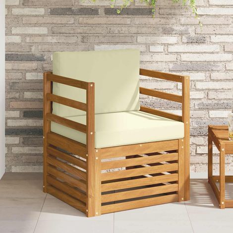 Outdoor-Sofagarnitur Massives Akazienholz und Polyester Natur