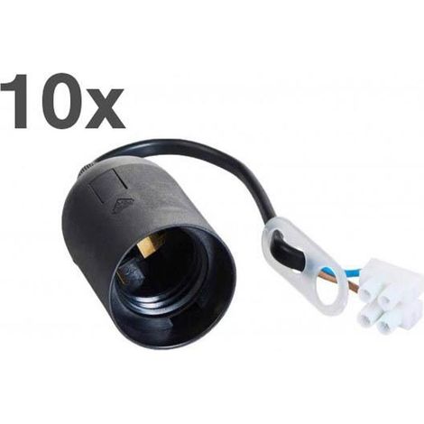 10x Baufassung E27 230V schwarz, mit Lüsterklemme