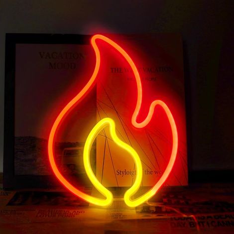 Lampe Néon Murale – Flamme, LED, Colorée, Fête (1/5)