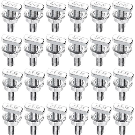Lot de 24 vis à tête marteau M10-25 mm en acier inoxydable A2-70 avec écrous de blocage et écrous à bride pour rails de montage PV-solaire, serre et photovoltaïque (1/5)