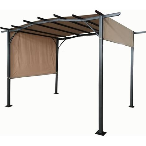 San Remo Sliding Pergola - Steel - H240 x W366 x L275 cm - Mocha (1/4)