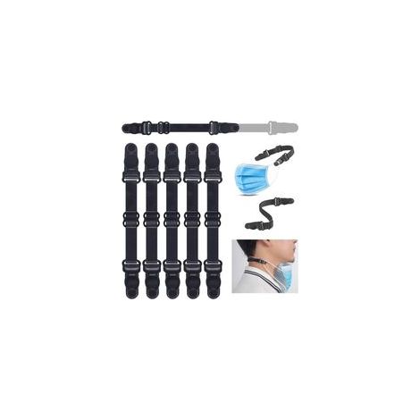 Lot de 5 protège-oreilles pour masques, réglables en continu - Crochets d'oreille pour masque de protection facial - Bande élastique extensible, Réduit la pression et améliore le confort (noir) (1/5)