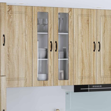 vidaXL Cabinet en verre mural LUCCA Chêne Sonoma 60 x 31 x 100 cm (1/5)