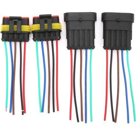 Connecteur électrique étanche pour voiture, 2 jeux de 4/5/6 broches, prise avec câble métallique 5P (1/5)
