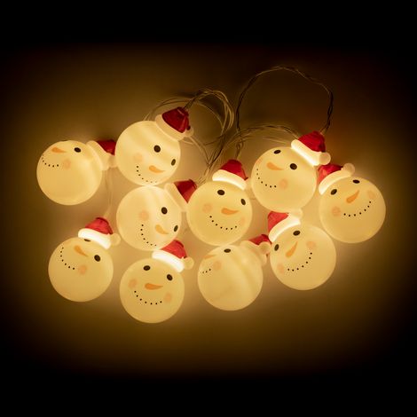 Rebel Schneemann-Lichterkette für den Innenbereich (batteriebetrieben) – Weihnachtsbaumbeleuchtung