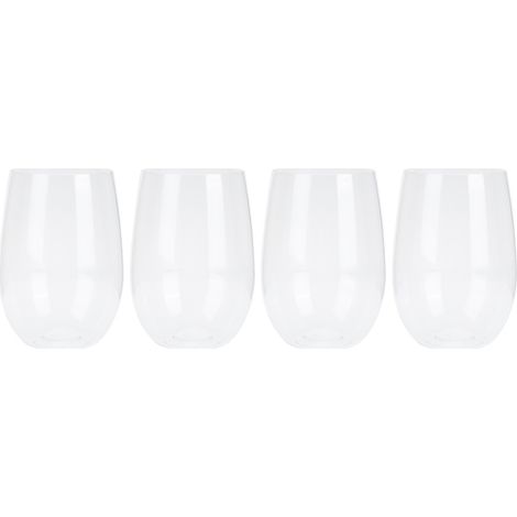 Ensemble de 4 verres à vin incassables, réutilisables et transparents en plastique, pour jus de fruits et bière. (1/4)
