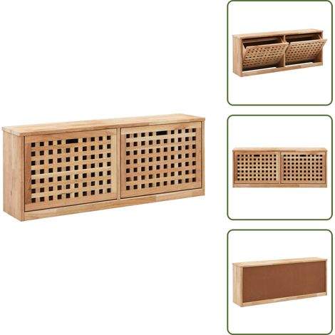Hommoo Panca con Scarpiera 94x20x38 cm in Legno Massello di Noce VD13025