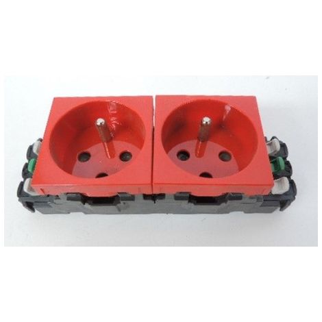 Double prise de courant 2P+T à détrompage Mosaic 4 modules pour goulottes DLP monobloc - rouge LEGRAND 077322