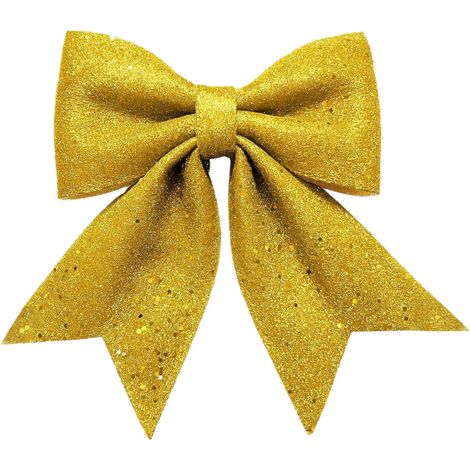 Ribbon Bow - 4 7 X 6 Inch - Gold - For Christmas Tree Wreath Garland Decoration - 1 Piece (1/5)