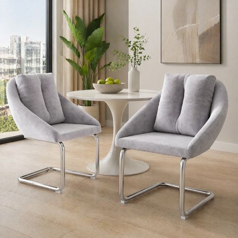 Pack de 2 sillas de comedor FloraGrace, 65 x 59 x 82 cm, terciopelo gris (1/5)