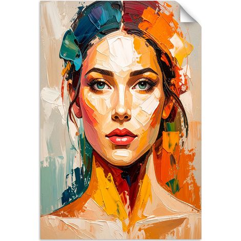 Selbstklebendes Poster – Wandsticker Porträt einer schönen Frau Farbeffekt 20x30 cm (1/3)