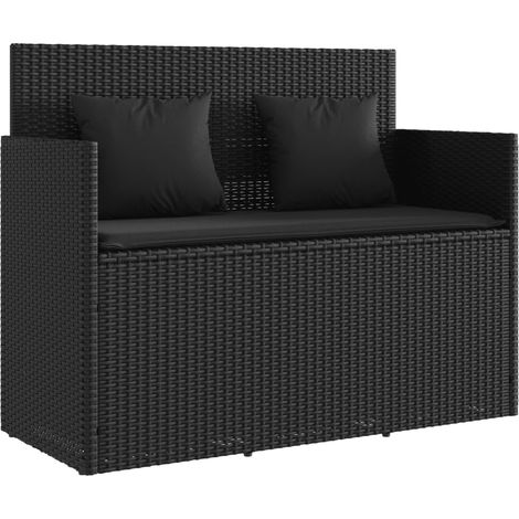 Maison Exclusive - Gartenbank mit Kissen Schwarz Poly Rattan