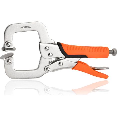 Pince Verrouillage C 15cm Tête Pivotante Acier Carbone 5 Rivets TPR Pour Soudure Bois Métal Auto (1/4)