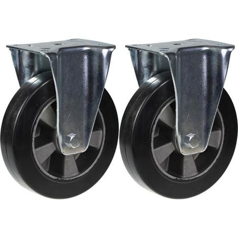 Roulotte - Materiale Cantiere - 200mm - Gomma Nera - Fissa - Capacità 900kg