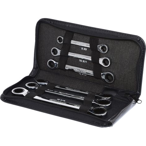 KS Tools GEARplus Doppel-Ratschenringschlüssel-Satz, 6-tlg Lederetui (1/2)