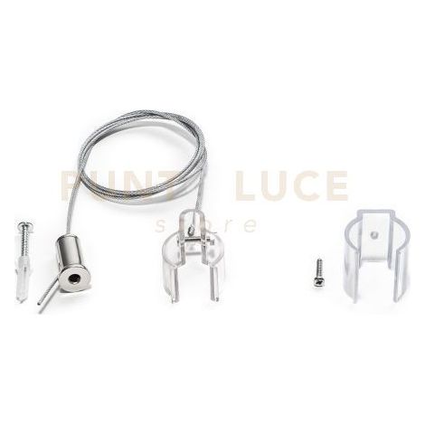 GSTC22- KIT CAVO SINGOLO CLIP PER SOSPENSIONI PER NEON FLEX 360 GRIGIO